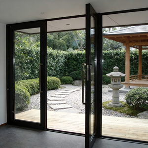 Puertas Francesas Modernas de Doble Entrada con Marco de Aluminio, Vidrio Exterior de Seguridad, Aleación de Aluminio para Interiores y Exteriores - Product Image 1