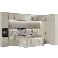 Table îlot intelligente, armoires murales personnalisées en acrylique de style américain, ensemble complet de cuisine avec appareils électroménagers