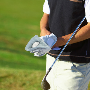 Toalla de microfibra cepillada para limpieza de pelotas de golf, de secado rápido, gris y azul, para deportes al aire libre - Product Image 1