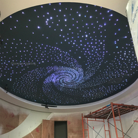 Panneaux LED à fibres optiques Ciel Étoilé RGBW scintillants, roue lumineuse noire/bleu foncé 600*600mm en plastique IP54 pour Home Cinéma, Chambre, Hôtel