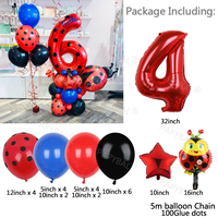 Ballon en feuille d'aluminium coccinelle, décorations de fête en Latex, à points noirs, rouges, Point d'onde, fournitures de décorations de fête, cadeaux d'anniversaire, réception, cadeaux pour bébé, 1 pièce
