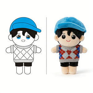 Muñeco de Peluche Personalizado de Estrella de Kpop con Traje de Marinero y Gorro con Lazo, Transforma tu Diseño de Dibujos Animados en una Figura de Peluche de Alta Calidad - Product Image 4