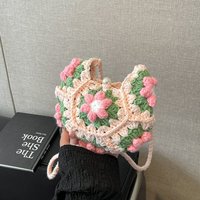 Tissu crocheté fait main mode Crochet femmes belle fleur porte-monnaie sac Crochet sac décoration