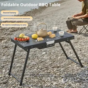 Draagbare opvouwbare buitenbarbecue met opklapbare tafel voor thuisgebruik en houtskoolvuurplaats - Product Image 5