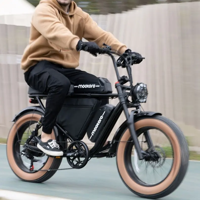 Mootoro 2023 новый моторизованный 500 Вт 1000 Вт электрический велосипед с толстыми шинами в стиле ретро с двумя батареями