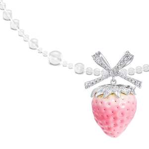 תכשיטי אופנה תכשיטים חרוזים שרשראות פנינים ורוד תות תליון שרשראות שרשראות לבחורה - Product Image 4