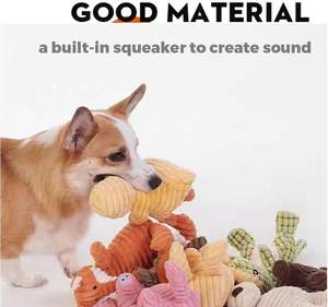 Cigolante interattivo da masticare in stile animale pecora anatra maiale coniglietto scimmia volpe elefante topo di cotone peluche giocattoli per cane gatto animali domestici - Product Image 5