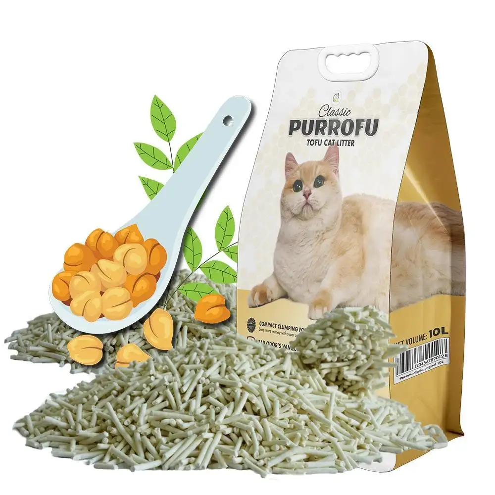 Purrofu Brand Flushable Tofu Arena 10L /4.6KG Premium Odor Seal Tofu Sand Cat Litter High Quality Supplier Litter Cat Sand