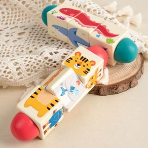 Baby First Gift Cute Toy Matching Pattern Rotating Spin Twist Blocks Eco-friendly Wooden Animal <b>Puzzle</b> - Product Image 1