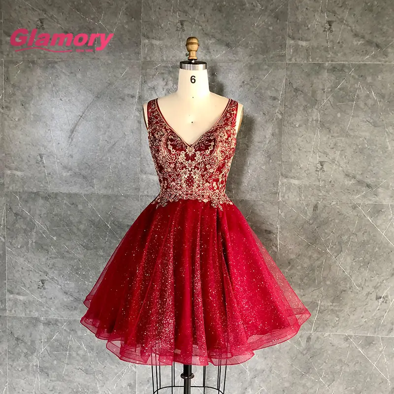 2020 nuevo estilo de verano rojo cordón encaje barato vestidos de fiesta vestido de fiesta corto de baile hecho en china