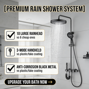 Système de douche pluie de luxe en laiton avec mitigeur bain-douche à poignée unique et design encastré au plafond - Product Image 3