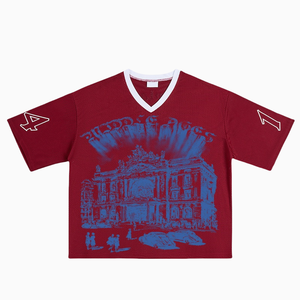 TKAN246 Logo personnalisé tricots Football pull maille maillot hommes Shorts manches t-shirt hommes sport maille décontracté col en v tricoté chemises - Product Image 1