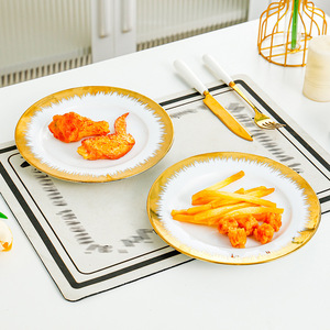 Chất Lượng Cao Vàng Rim Sứ Bữa Ăn Tối Tấm Thiết Kế Cổ Điển Thân Thiện Với Môi Dùng Một Lần Gốm Bộ Đồ Ăn Nhà Hàng Phổ Biến - Product Image 3