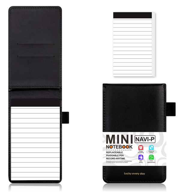 High Quality Custom LOGO Hardcover A7 PU Leather Notebook Waterproof MIniPortable Diary Pen Holder Office Supplier