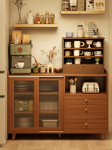 Mobiletto Angolare per Caffè in Stile Vintage, Armadietto da Cucina con Ante in Vetro Changhong, Credenza Multi-Scomparto per Sala da Pranzo - Product Image 1