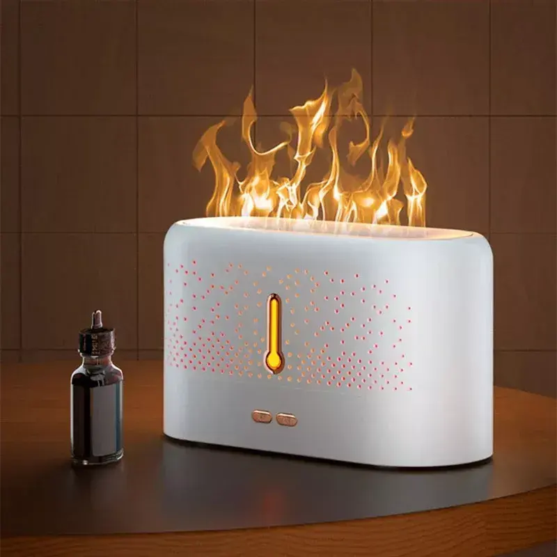 Óleos Essenciais Scent Ultrasonic Mist Led Simulação 3D Blue Fire Flame Effect Umidificadores de Ar Aroma Difusores Com Luz Nigh