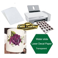 Venta al por mayor A4 láser de tamaño tobogán de agua papel de calcomanía de papel de transferencia de agua para taza de madera de cerámica