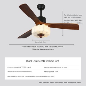 พัดลมเพดาน LED 52นิ้วสุดหรูหลอดไฟ5ใบพัดดีไซน์ย้อนยุคแบบดั้งเดิมสำหรับห้องนั่งเล่นโรงแรมรวมถึงบริการติดตั้ง - Product Image 3
