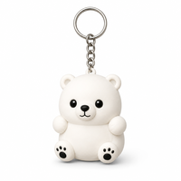 Llavero de PVC 2D Ecológico OEM, Adorable Oso Blanco con Logotipo Personalizado para Niñas y Mujeres, Regalo para Bolsos de Viaje