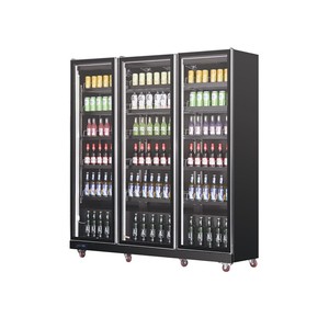 Cooling Drinks Upright Fridge Freezer Series Black Upright Chiller Refrigerated Glass Cabinet display chiller