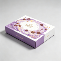 Boîte à chocolat avec revêtement UV de qualité supérieure, écologique, biodégradable, en carton rigide, avec couvercle et base, avec séparateur