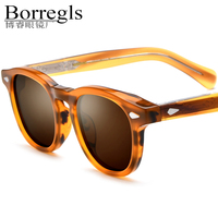 Lunettes de soleil polarisées en acétate Borregls pour hommes, monture multicolore, style vintage carré, verres miroir UV400, pour femmes, 19417T