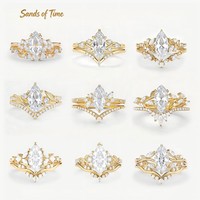 Bague de Mariage Fine en Argent Sterling 925 Plaqué Or 18K avec Moissanite Marquise, Sertissage Pavé Romantique, Inspiration Naturelle, Personnalisée pour Boutique