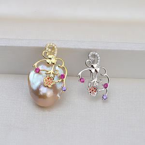 จี้ไข่มุกบาโรกเงินแท้ S925 ทำมือ สร้อยคอผู้หญิง อุปกรณ์ทำเครื่องประดับแบบกลวง DIY  1428 - Product Image 1