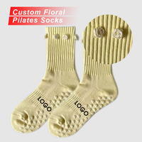 Calcetines Antideslizantes con Logotipo Personalizado al por Mayor, Calcetines de Algodón con Silicona Antideslizante para Mujer, Calcetines con Volantes para Yoga, Pilates y Barre
