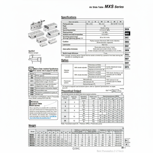 Table de glissière pneumatique MXS16-20BT SMC - Product Image 1