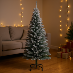 Sapin de Noël artificiel floqué vert 6 pieds avec support pliable en acier, léger, pour décoration intérieure - Product Image 2