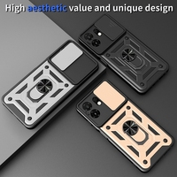 Étui de protection antichoc pour téléphone portable avec anneau support et protection d'appareil photo pour ITEL A100C 4G