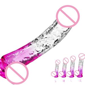 Masturbateur féminin artificiel Macaron Gradient Slim Dildo <span class=keywords><strong>Ventouse</strong></span> <span class=keywords><strong>Pas</strong></span> <span class=keywords><strong>cher</strong></span> Cristal Transparent Gelée Fisting Dildo 24cm 10 pouces - Product Image 1