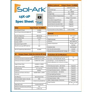 อินเวอร์เตอร์พลังงานแสงอาทิตย์แบบไฮบริดออลอินวัน Sol-Ark 15K-2P 120/240/208V 48V พร้อมสายไฟสำเร็จรูป รองรับการจ่ายไฟสามเฟส ประสิทธิภาพ 96% 50-60Hz 15K-2P - Product Image 4