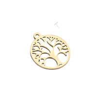 Pendentif Arbre de Vie Creux Circulaire Chuangfs, Meilleure Vente, Acier Inoxydable Poli Miroir pour Bijoux DIY, 18*20mm