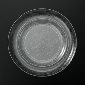 7 Inch Wedding Decoration Clear Dinner Plates Restaurant Dinnerware Black Rim Plastic Charger Plates