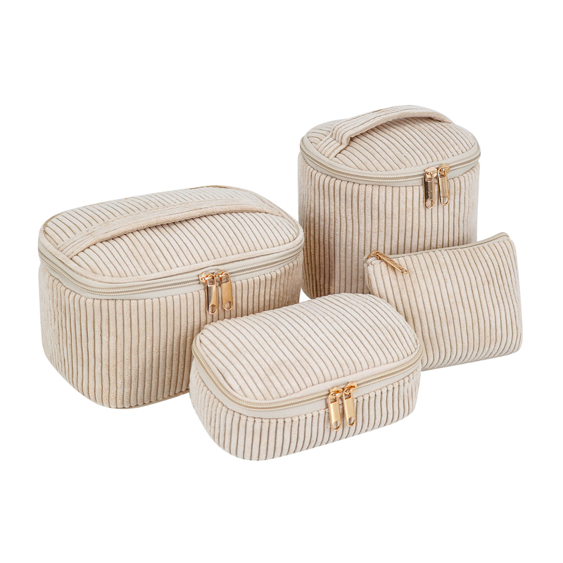 4pcs Set Beige Corduroy Fleece Fashion