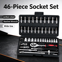 Kit d'outils de réparation économique de 46 pièces avec douilles, cliquet et rallonges pour l'entretien de vélos, motos et projets de bricolage à domicile