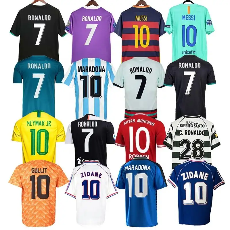 Retro bóng đá Jersey bất 94 96 97 98 99 Retro bóng đá Jersey AC 01 02 03 04 Ronaldo Zidane Beckham cổ điển Bóng Đá Jerseys