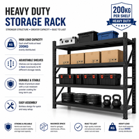 Système d'étagères de rangement CE, 4 niveaux, empilables, robustes, en fer/acier, avec revêtement en poudre, grande capacité, pour garage