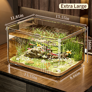 Nouvel <span class=keywords><strong>aquarium</strong></span> miniature pour poissons rouges et tortues, pour usage domestique, petit réservoir écologique de bureau - Product Image 3