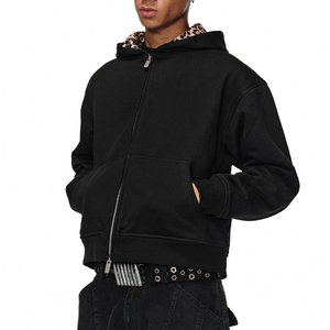 Felpe da uomo su misura felpe <span class=keywords><strong>con</strong></span> <span class=keywords><strong>cappuccio</strong></span> pesante <span class=keywords><strong>felpa</strong></span> da uomo ampia stampa leopardata <span class=keywords><strong>con</strong></span> fodera doppia cerniera giacca aperta - Product Image 2