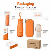 Parapluie compact 5 plis avec étui, format de poche, protection solaire, imperméable double sens, vente en gros, logo personnalisé
