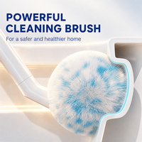 Brosse de nettoyage BOOMJOY avec manche allongé et design anti-éclaboussures pour l'élimination des taches sur le rebord des toilettes et les interstices du sol