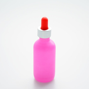 Ustomized-gotero de cristal Boston de color rosa, botella con tapa roja para gotero de aceite, 2 oz - Product Image 2