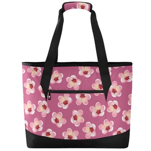 Nouvel Arrivage Sac Isotherme Rose à Motifs Floraux pour Voyage et Extérieur, Personnalisable, Anti-fuite, Sac de Courses et de Livraison Alimentaire Thermique - Product Image 2