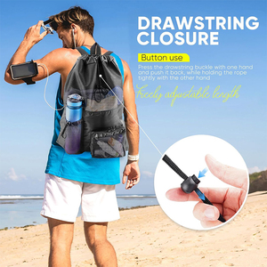 Nuevas llegadas: Mochila de malla impermeable con cordón para natación y playa, bolsas de gimnasio grandes para mujer y hombre, <span class=keywords><strong>bolsa</strong></span> de natación para <span class=keywords><strong>piscina</strong></span>. - Product Image 4