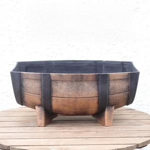 Macetas clásicas de barril de <span class=keywords><strong>madera</strong></span> de imitación JQ, macetas de flores de interior, pothos y plantas de follaje, macetas de árboles de plástico - Product Image 2