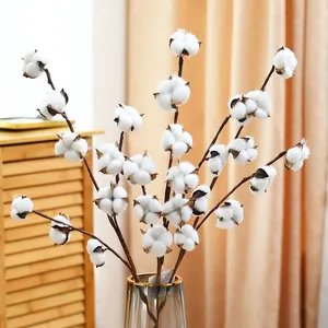 Qihao 고품질 영원한 꽃 자연 면화 지점 9 헤드 코튼 실내 실내 거실 호텔 장식