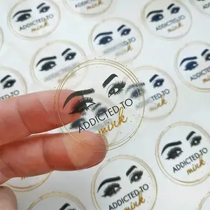 Stiker Label Transparan Bulat Kustom Khusus Grosir Stiker Kustom Roll Logo Stiker untuk Kemasan